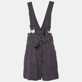 Isabel Marant Navy Blue Lyocell Blend High Waisted Suspender Shorts