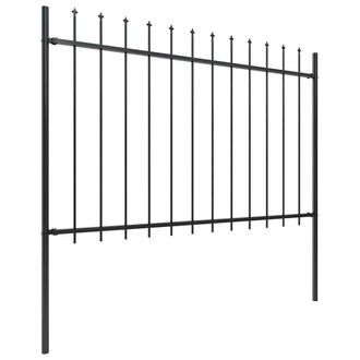 Berkfield Home Garden Fence with Spear Top Steel 15.3x1.2 m Black