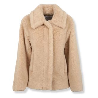 Max Mara Faux Fur & Shearling Jackets, female, Beige, Size: XS Cropped Teddy Coat