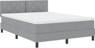vidaXL Cama Box Spring Con Colch&oacute;n Gris Claro 160 X 200 Cm Tela Vidaxl