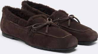 Aeyde Jasper shearling-lined suede boat shoes