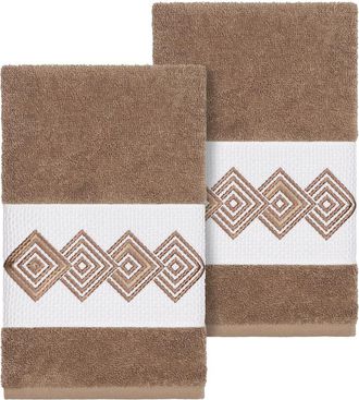 Linum Home Textiles 100% Turkish Cotton Noah 2Pc Embellished Hand Towel Set
