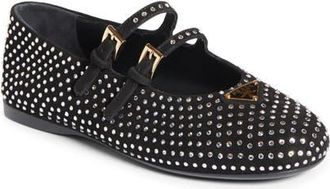 Prada Ballerine Crystal Mary Jane Flat in Cristal at Nordstrom, Size 7.5Us