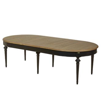 Robin des Bois Mesa familiar extensible, tablero de roble, 12 personas negra