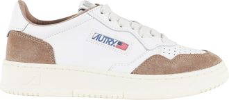 Autry White Medalist Low Suede Inserts Side-Logo Leather Sneakers