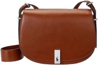Polo Ralph Lauren Italiaanse Volnerf Lederen Zadel Tas - Dames - Schoudertassen - Bruin - ONE Size - Leer - Tassen