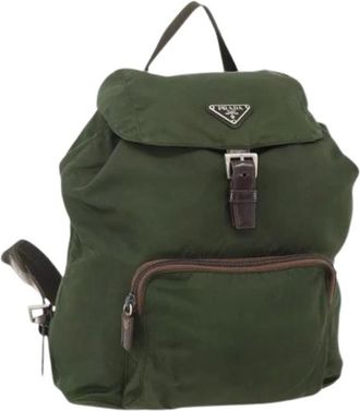 Prada Pre-owned Backpacks, female, Green, Size: ONE SIZE Pre-owned Vintage Nylon Backpack