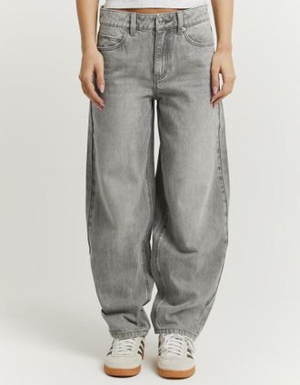 Tally Weijl High-waist-Jeans TALLY WEIJL SPADEJOELLE, Damen, Gr. 34, N-Gr, grau wash, Denim/Jeans, Obermaterial: 83% Baumwolle, 17% Lyocell, Ballonform lang, Jean