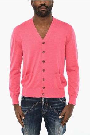 Dsquared2 Virgin Wool V-neck Cardigan with Two-Pockets size M