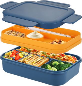 OEM Fiambrera Para Adultos, Caja Bento De 2000 Ml Con Compartimentos, Fiambrera Para Adultos, Caja De Pan Con Cubiertos, Caja Para Aperitivos, Caja Para S