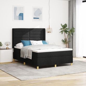 vidaXL Box Spring Bed with Mattress Black 140 x 190 cm Fabric vidaXL