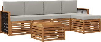 vidaXL Conjunto De Sof&aacute;s De Exterior 6 Uds. Natural Y Gris Claro Vidaxl
