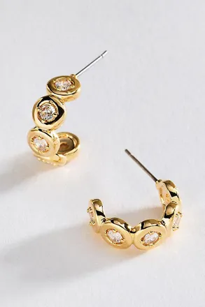Anthropologie Bezel-Set Crystal Hoop Earrings