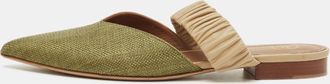 Malone Souliers Green/beige Leather And Raffia Maisie Mules