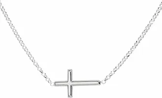 White Label Womens Tiny Cross Necklace In Silver