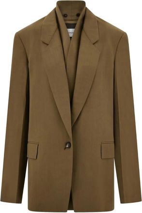Ferragamo Bruine Jas met Klepzakken en Achter Split - Dames - Blazers - Bruin - S - Rayon - Jassen
