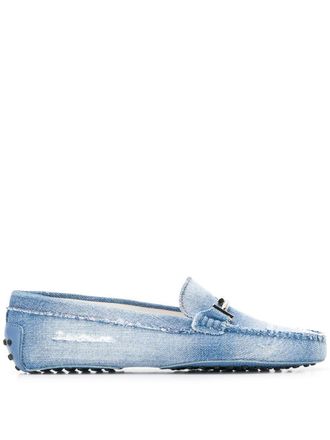 Tod's Mocassini in denim effetto invecchiato - Blu