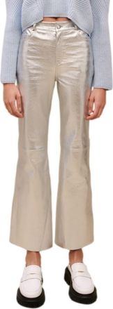 Maje Plutom Ankle Flare Metallic Leather Pants in Argent at Nordstrom Rack, Size 4 (Fits Like 10 Us) / 42 Eu