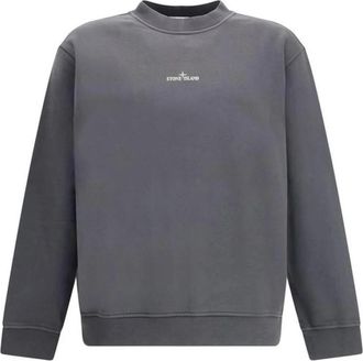 Stone Island Sweatshirt met Ribdetails en Logo Print - Heren - Sweatshirts - Grijs - M - Katoen - Hoodies & sweatvesten
