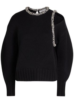 SIMKHAI Monroe Crystal-embellished Wool-blend Jumper - Black - XL (UK16 / XL)