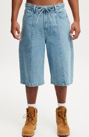 Cotton On Mens Super Baggy Jort in Pintuck Sports Blue at Nordstrom, Size 26
