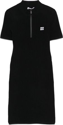 Miu Miu Geribbelde mini-jurk - Zwart