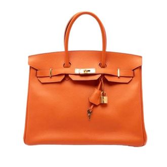 Herm&egrave;s Pre-owned Birkin 35 - Dames - Vintage Handtas - Oranje - ONE Size - Leer - Vintage