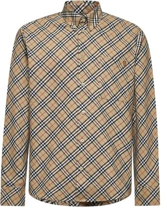 Burberry Button-Down Overhemd - Heren - Casual Overhemden - Beige - L - Katoen - Overhemden