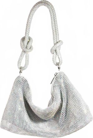 Fame Accessories Rhinestone Studded Hobo Bag In Ab