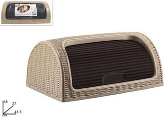 Trade Shop Trade Shop - Portapane Pane Crock Serrandina Grande Rotolo Contenitore Effetto Rattan Cappuccino