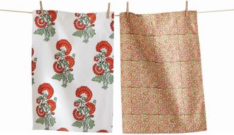Tag Phool Block Print Kitchen Towel Set of Two Multicolor Cotton in Multicolored at Nordstrom