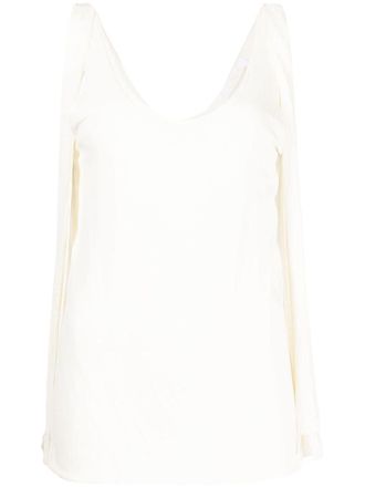 Chlo&eacute; strap detail U-neck tank top - women - Viscose - 38 - White