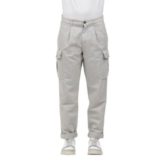 Mason's Straight Trousers, male, Gray, L, Cargo Trousers with pleats