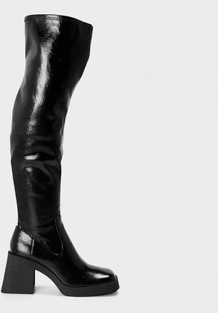 Steve Madden Womens Kolby Over The Knee Block Heel Boots - Black - Size: 7