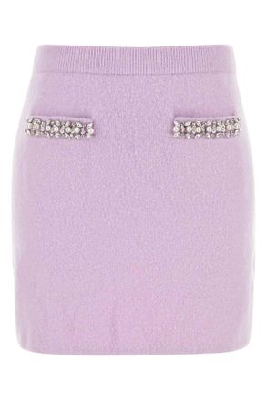 Self Portrait Womens Self Portrait Rhinestone-embellished Knit Skirt - Purple viscose - Size Large