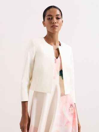 Phase Eight Cropped Round Neck Jacket in Cream at Nordstrom, Size 10
