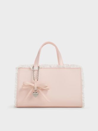 Charles & Keith Raina Lace-Trim Tote Bag
