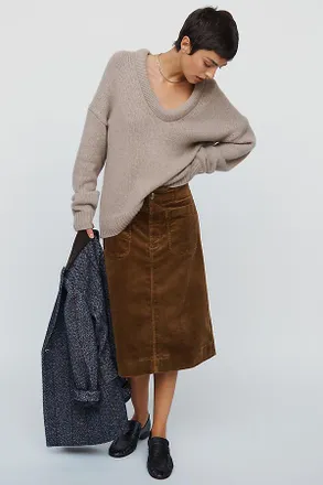 Maeve Colette Corduroy Midi Skirt