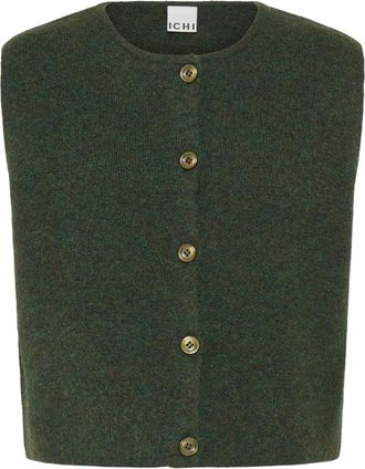 Ichi Trui met ronde hals - Dames - Ronde hals truien - Groen - XL - Truien & Vesten