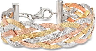 Ross-Simons Italian Tri-Colored Sterling Silver Reversible Braid Bracelet