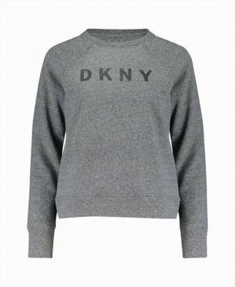 DKNY Dkny Womens Ombre Glitter Logo Sweatshirt In Gray