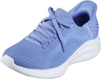 Skechers Womens Ultra Flex 3.0 Brilliant Path Slip-On Sneakers, Periwinkle Knit/Pink Trim, 3 UK Wide