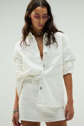 Hudson Tattered Shacket in Tattered White at Nordstrom, Size X-Small