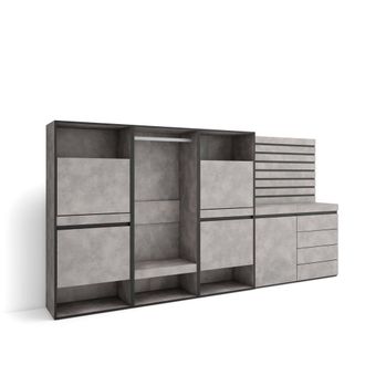 Skraut Home Skraut Home - Zapatero, Armario Zapatos Botas, 287x145x35 Cm, Dormitorio, Habitaci&oacute;n, Vestidor Abierto, C&oacute;moda, Cajonera, Listones Decorativos, Estilo
