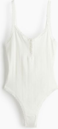 H&M Baumwollbody mit Pointellemuster - White