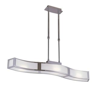 Netlighting Duna E27 Linear Pendant 3 Light L1 Bar Polished Chrome White Acrylic in Grey