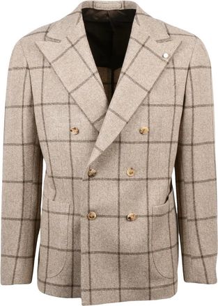 Lubiam Double-Breasted Jacket in Virgin Wool and Cashmere Blend
