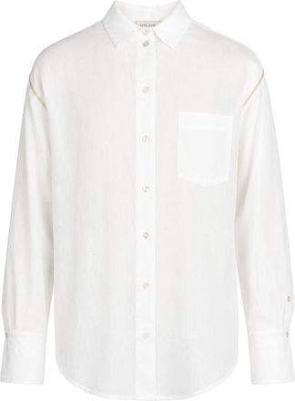 Forte_Forte White Gold Beaded Embroidered Cotton Voile Shirt