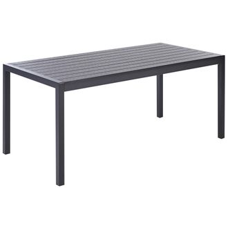 Beliani Mesa De Comedor De Jard&iacute;n Para 6 Personas Aluminio Madera Pl&aacute;stica Negro 180 X 90 Cm Vernio