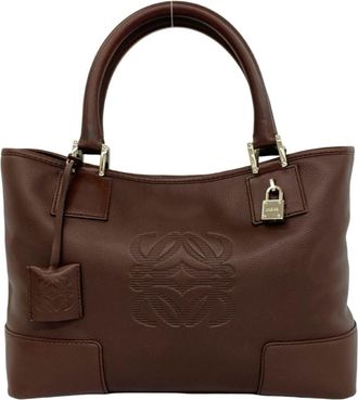 Loewe Brown Leather Boston Bag Handbag Tote Bag (Pre-Owned)